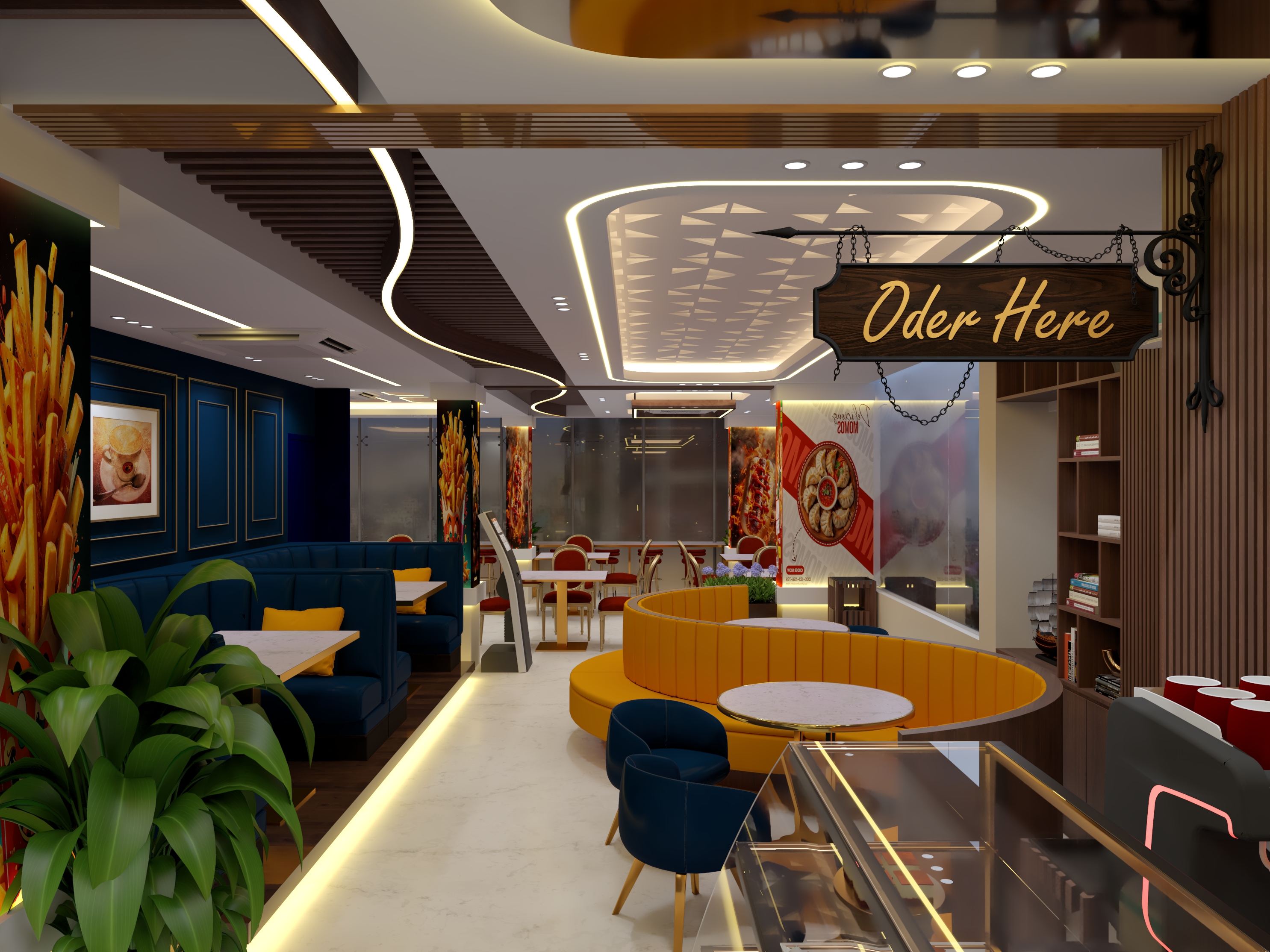 Modern Rooftop Restaurant and Cafe Interior