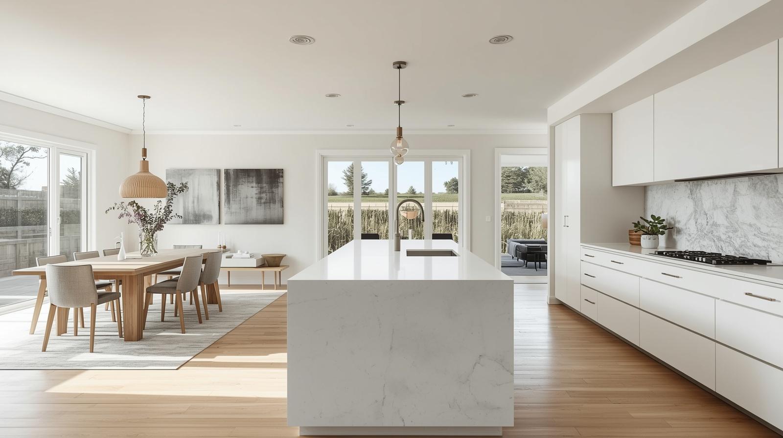 Open Concept Kitchen Interior Design and Seamless Living Space by CCL Interior