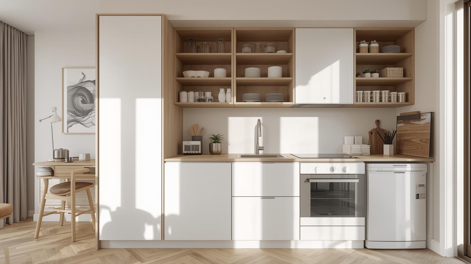 Ergonomic Small Apartment Kitchen Interior Design by CCL Interior